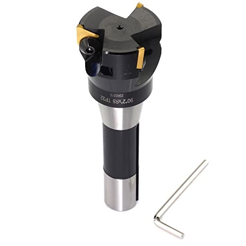 2"x6" Indexable End Mill, R8 Shank,2" Cutting Diameter, 6" Overall Length, 90 Angle, 3 Flutes, 3pcs TPCN32PDTR (TPG322) Carbide Inserts for Milling Steel, Stainless, Cast Iron & Aluminum$$Tools