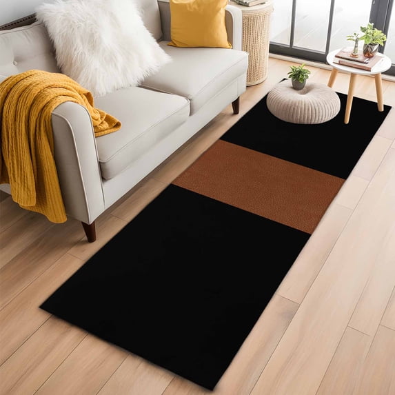 2'x6' Rug Runners for Hallways Kitchen, Black Brown Non Slip Entryway Beside Floor Carpet Runner, Contemporary Boho Modern Art Washable Laundry Room Bedroom Throw Rugs Mat for Family Pet