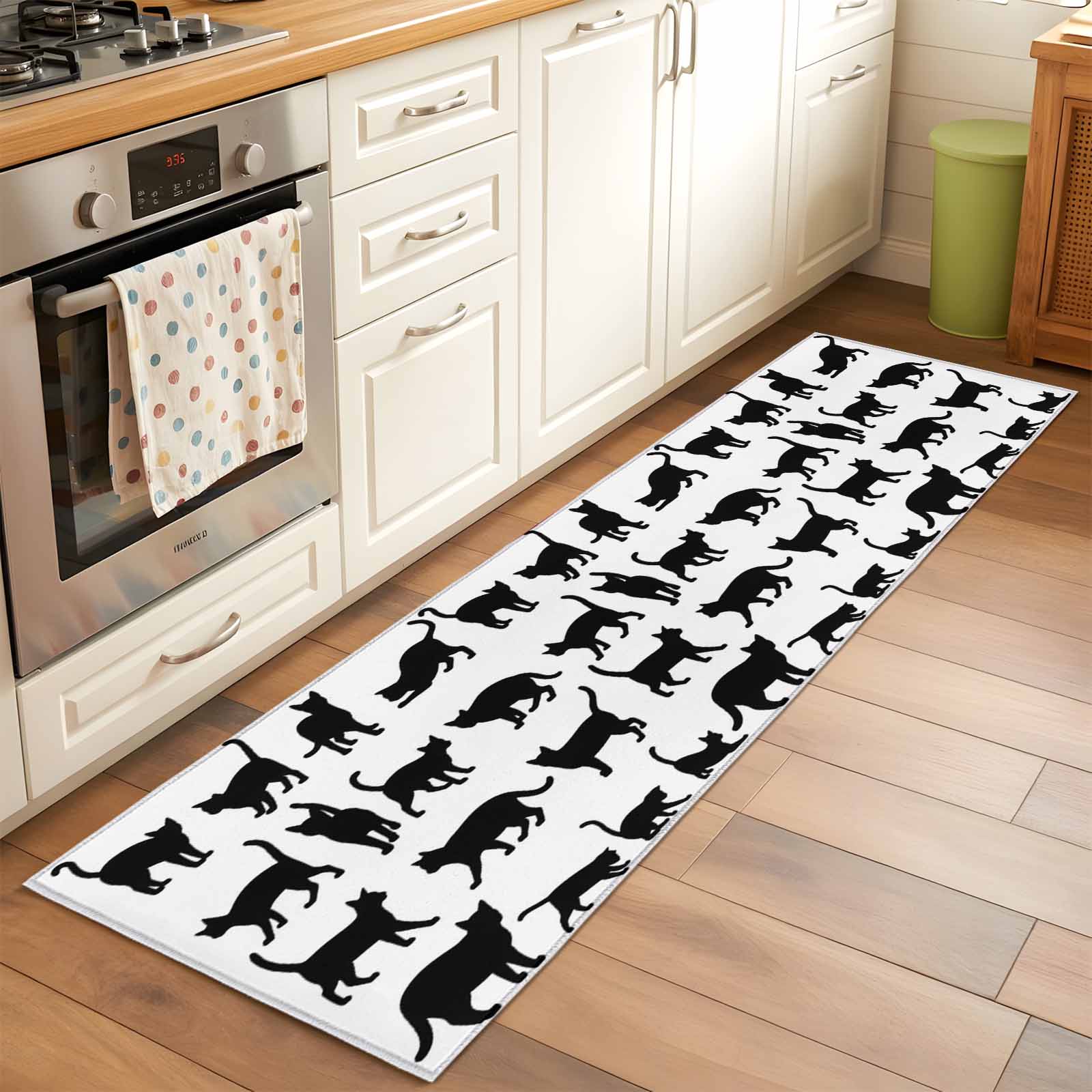2'x6' Rug Runners for Hallways Kitchen, Black Cat Non Slip Entryway