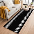 thumbnail image 1 of 2'x6' Rug Runners for Hallways Kitchen, Black Striped Non Slip Entryway Beside Floor Carpet Runner, Farmhouse Black White Stripes Washable Laundry Room Bedroom Throw Rugs Mat for Family Pet, 1 of 8