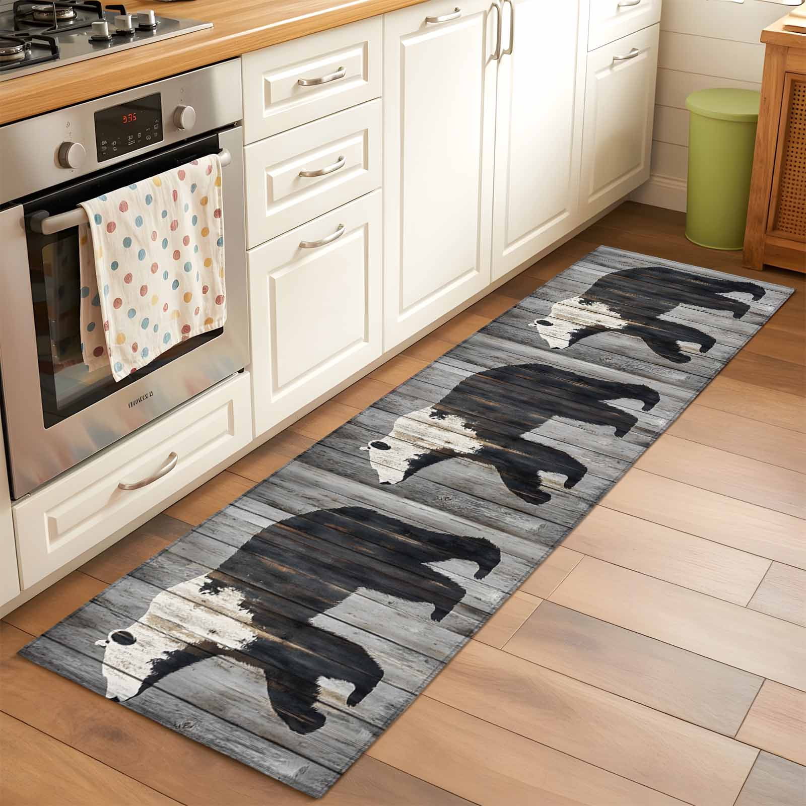2'x6' Rug Runners for Hallways Kitchen, Black White Bear Non Slip ...