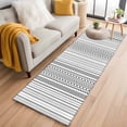 thumbnail image 1 of 2'x6' Rug Runners for Hallways Kitchen, Black White Striped Non Slip Entryway Beside Floor Carpet Runner, Modern Farmhouse Geometric Washable Laundry Room Bedroom Throw Rugs Mat for Family Pet, 1 of 8