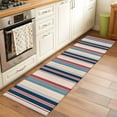 thumbnail image 1 of 2'x6' Rug Runners for Hallways Kitchen, Blue Red Striped Non Slip Entryway Beside Floor Carpet Runner, Modern Stripes Art Farmhouse Washable Laundry Room Bedroom Throw Rugs Mat for Family Pet, 1 of 8