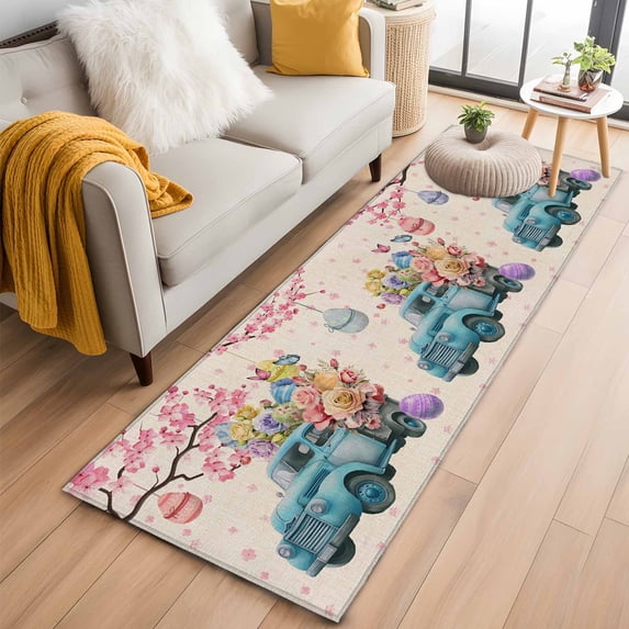 2'x6' Rug Runners for Hallways Kitchen, Blue Truck Easter Non Slip ...