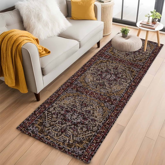 2'x6' Rug Runners for Hallways Kitchen, Boho Vintage Non Slip Entryway Beside Floor Carpet Runner, Modern Geometric Abstract Art Aesthetics Washable Laundry Room Bedroom Throw Rugs Mat for Family Pet