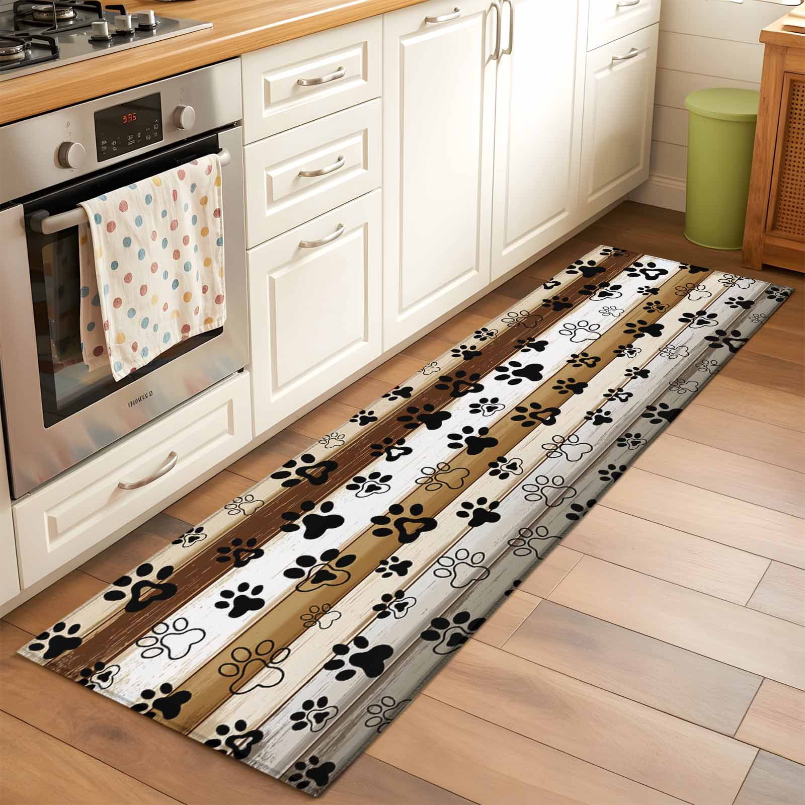 Paw Print Runner Rug 2'x6' Rug Runners for Hallways Kitchen, Brown Paw Print Non Slip ...