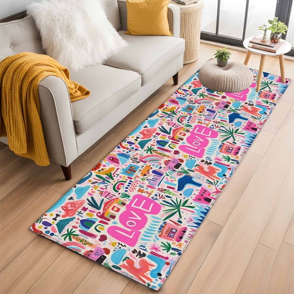 2'x6' Rug Runners for Hallways Kitchen, Colorful Abstract Non Slip Entryway Beside Floor Carpet Runner, Oil Painting Modern Artwork Washable Laundry Room Bedroom Throw Rugs Mat for Family Pet