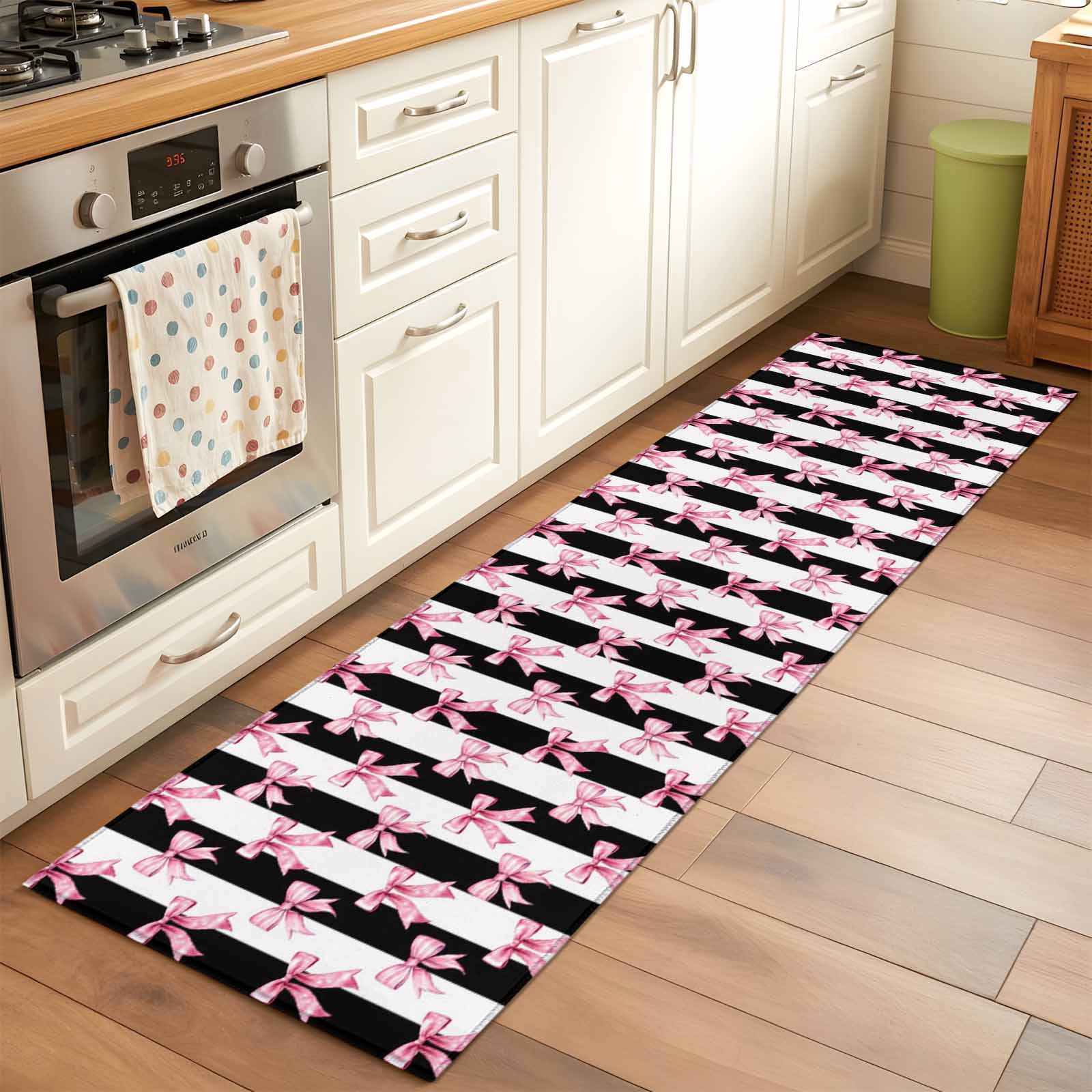 Bow Rug Runner 2'x6' Rug Runners for Hallways Kitchen, Cute Pink Bow Non Slip Entryway ...
