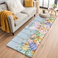 thumbnail image 1 of 2'x6' Rug Runners for Hallways Kitchen, Easter Non Slip Entryway Beside Floor Carpet Runner, Spring Eggs Rabbit Ear Flowers Wooden Grain Washable Laundry Room Bedroom Throw Rugs Mat for Family Pet, 1 of 8