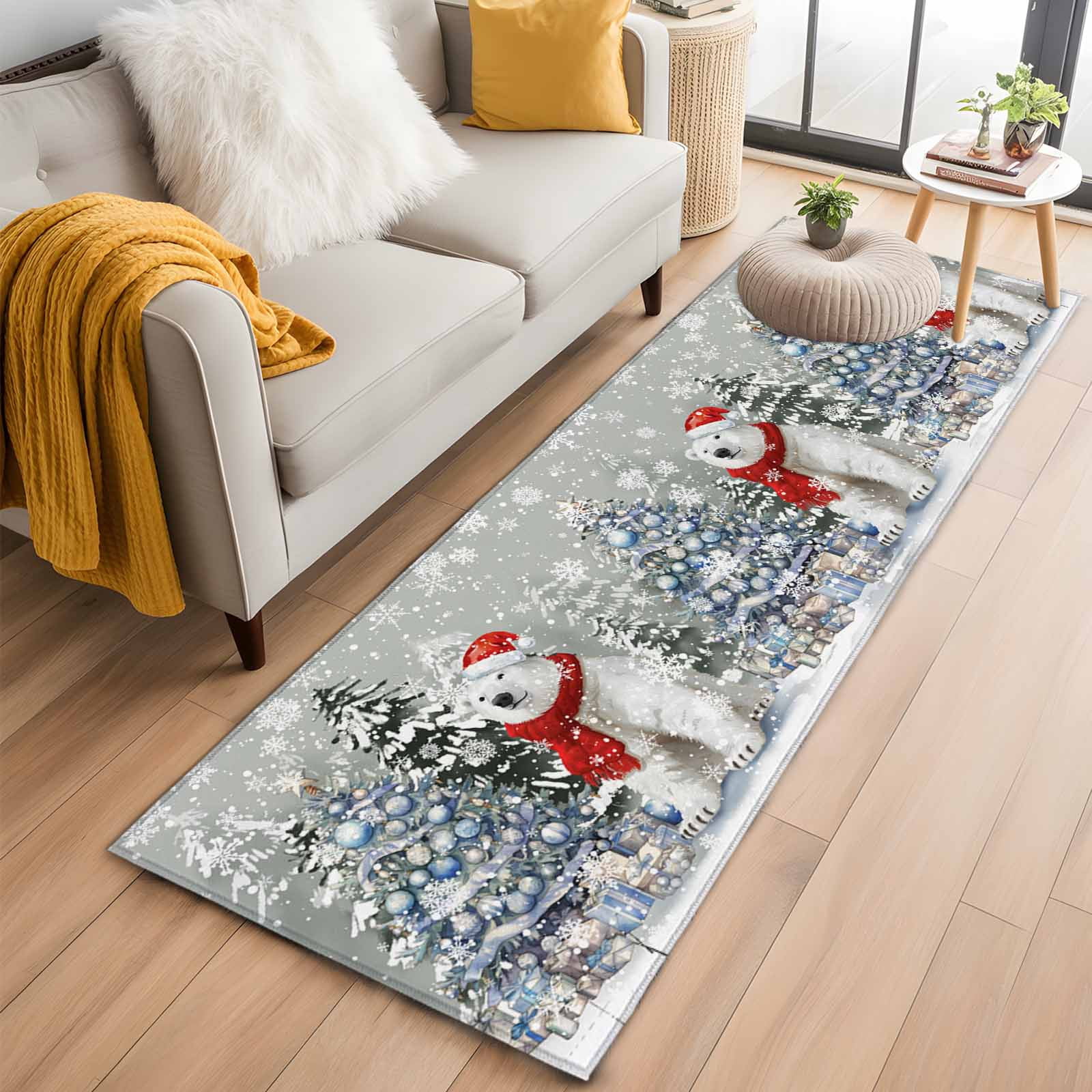 2'x6' Rug Runners for Hallways Kitchen, Gray Bear Christmas Non Slip ...