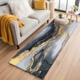thumbnail image 1 of 2'x6' Rug Runners for Hallways Kitchen, Gray Marble Non Slip Entryway Beside Floor Carpet Runner, Yellow Modern Ink Painting Abstract Washable Laundry Room Bedroom Throw Rugs Mat for Family Pet, 1 of 8
