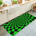 thumbnail image 1 of 2'x6' Rug Runners for Hallways Kitchen, Green Black Checkered Non Slip Entryway Beside Floor Carpet Runner, Modern Abstract Art Washable Laundry Room Bedroom Throw Rugs Mat for Family Pet, 1 of 8
