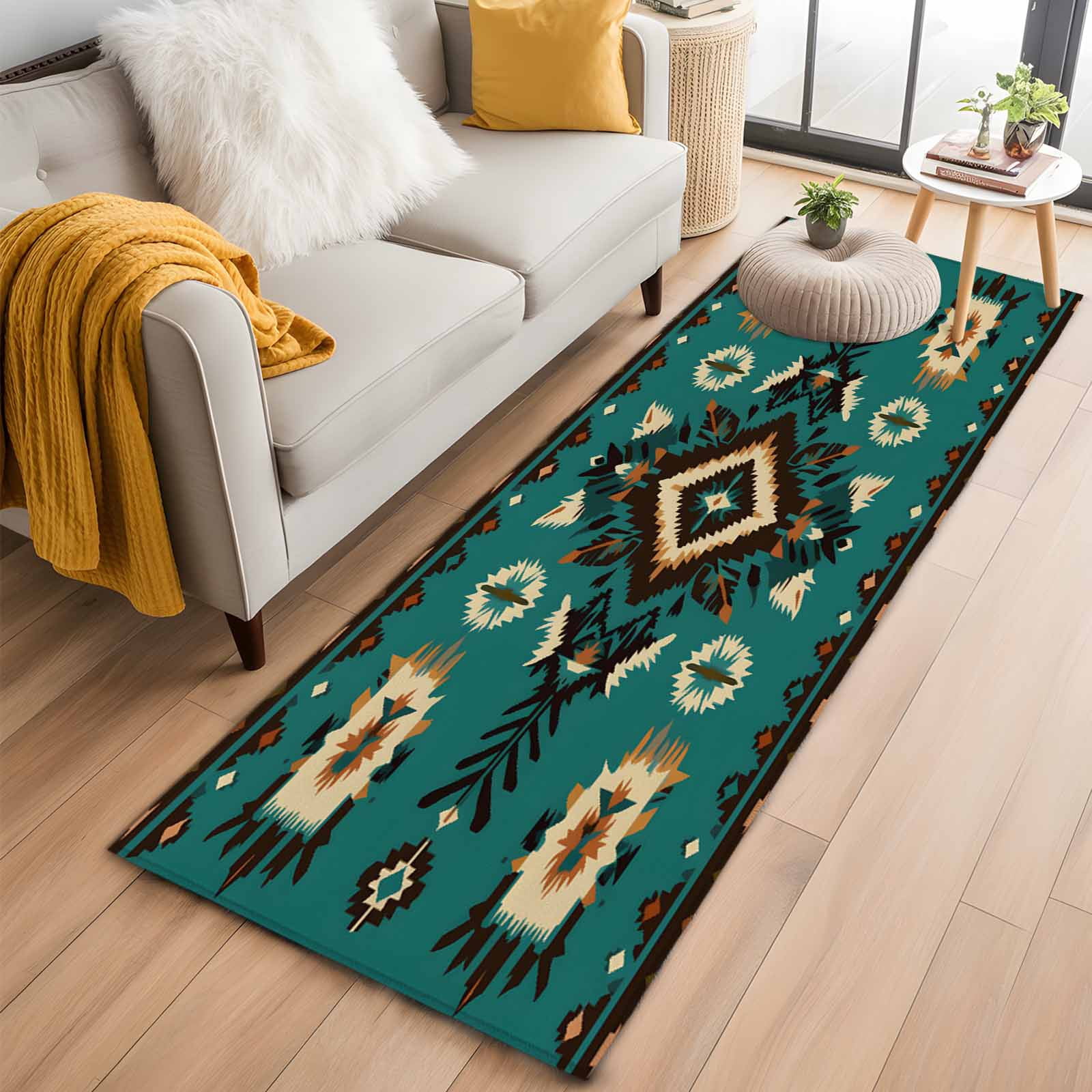 Earthy Green Rug Runner 2'x6' Rug Runners for Hallways Kitchen, Green Southwestern Non Slip ...