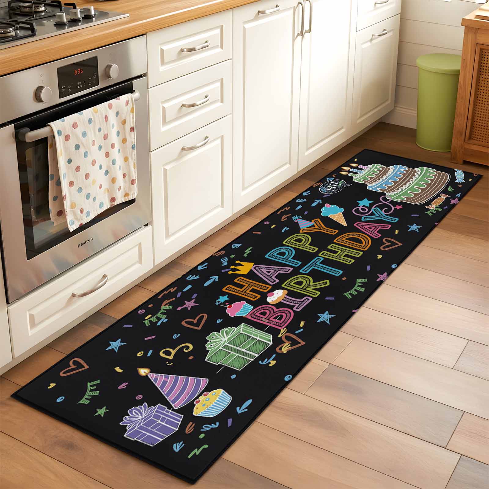 Silly Runner Rug 2'x6' Rug Runners for Hallways Kitchen, HAPPY BIRTHDAY Non Slip ...