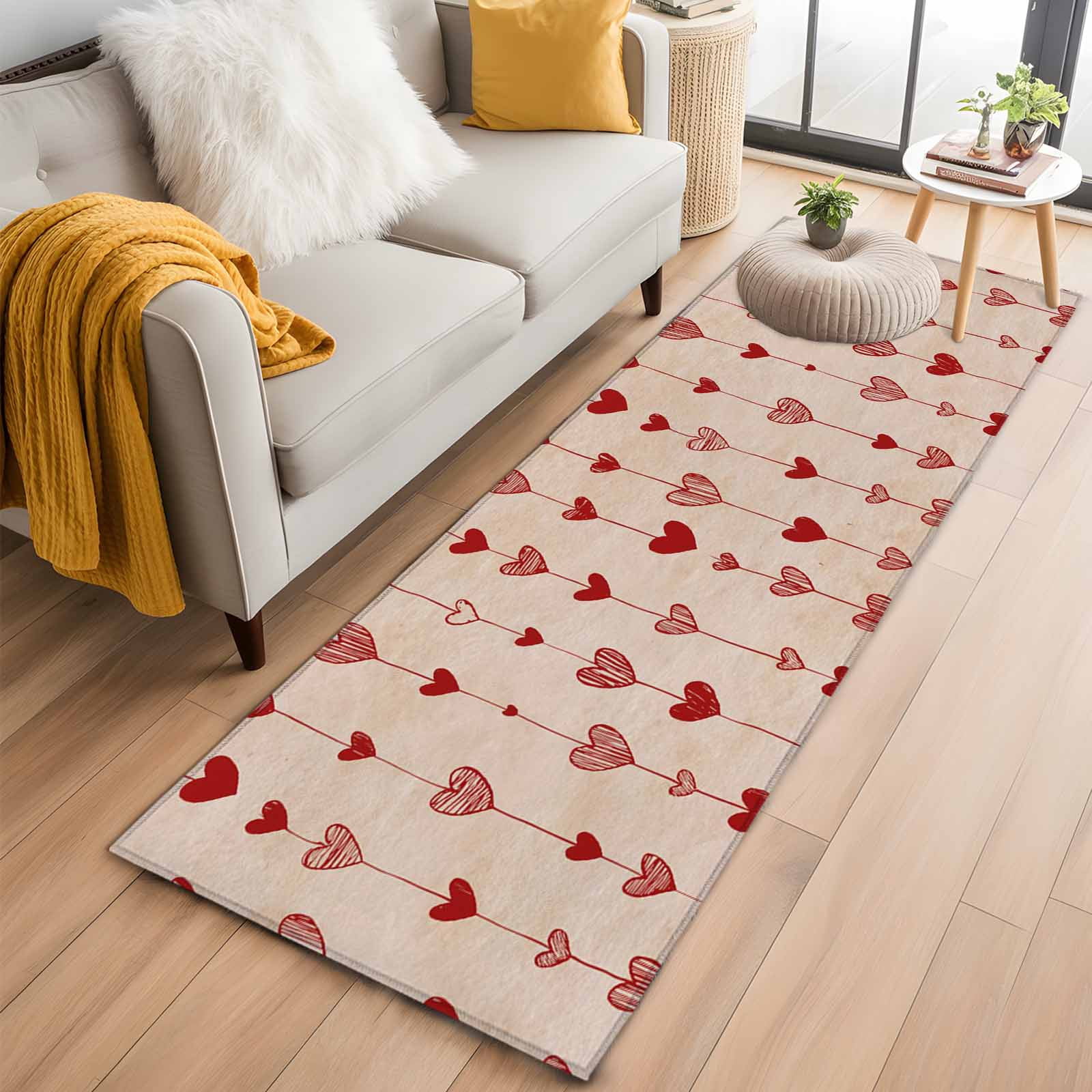 Heart Runner Rug 2'x6' Rug Runners for Hallways Kitchen, Happy Valentine's Day Non Slip ...