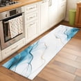 thumbnail image 1 of 2'x6' Rug Runners for Hallways Kitchen, Marble Blue Non Slip Entryway Beside Floor Carpet Runner, Gold White Modern Gradient Ocean Wavy Ripple Laundry Room Bedroom Throw Rugs Mat for Family Pet, 1 of 8