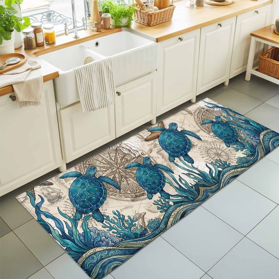2'x6' Rug Runners for Hallways Kitchen, Nautical Coastal Non Slip ...