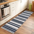 thumbnail image 1 of 2'x6' Rug Runners for Hallways Kitchen, Navy Blue Geometric Non Slip Entryway Beside Floor Carpet Runner, Modern Stripes Art Farmhouse Washable Laundry Room Bedroom Throw Rugs Mat for Family Pet, 1 of 8