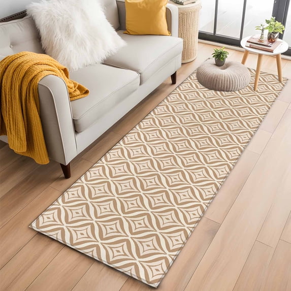 2'x6' Rug Runners for Hallways Kitchen, Orange Geometric Non Slip Entryway Beside Floor Carpet Runner, Contemporary Modern Abstract Art Washable Laundry Room Bedroom Throw Rugs Mat for Family Pet