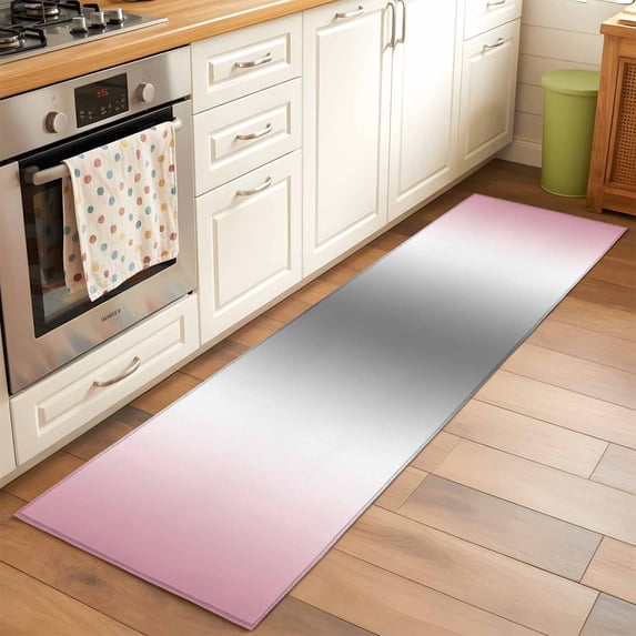 2'x6' Rug Runners for Hallways Kitchen, Pink Grey Non Slip Entryway Beside Floor Carpet Runner, Gray Farmhouse Modern Rustic Washable Laundry Room Bedroom Throw Rugs Mat for Family Pet
