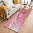thumbnail image 1 of 2'x6' Rug Runners for Hallways Kitchen, Pink Marble Non Slip Entryway Beside Floor Carpet Runner, Modern Ink Painting Abstract Golden Washable Laundry Room Bedroom Throw Rugs Mat for Family Pet, 1 of 8