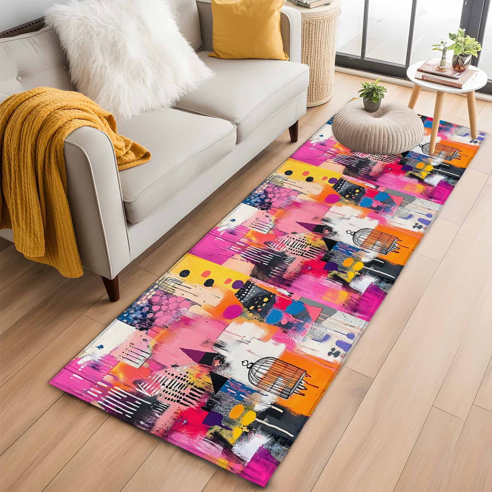 2'x6' Rug Runners for Hallways Kitchen, Pink Orange Non Slip Entryway ...