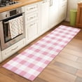 thumbnail image 1 of 2'x6' Rug Runners for Hallways Kitchen, Pink Plaid Non Slip Entryway Beside Floor Carpet Runner, Spring Farmhouse Buffalo Checkered Washable Laundry Room Bedroom Throw Rugs Mat for Family Pet, 1 of 8
