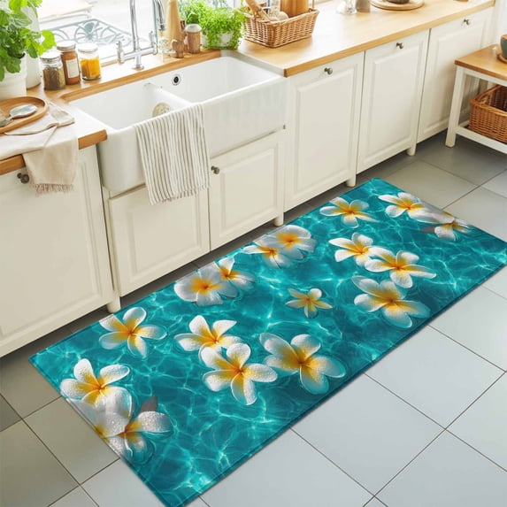 2'x6' Rug Runners for Hallways Kitchen, Plumeria Coastal Non Slip ...