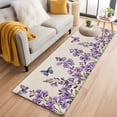 thumbnail image 1 of 2'x6' Rug Runners for Hallways Kitchen, Purple Flowers Non Slip Entryway Beside Floor Carpet Runner, Butterfly Spring Floral Rustic Farmhouse Laundry Room Bedroom Throw Rugs Mat for Family Pet, 1 of 8