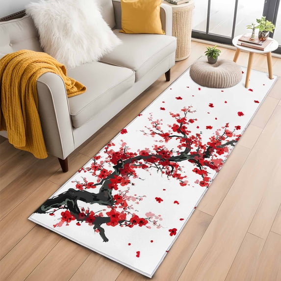 2'x6' Rug Runners for Hallways Kitchen, Red Flowers Non Slip Entryway ...