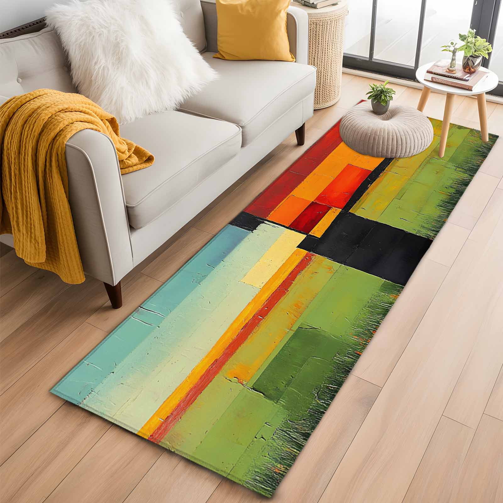 2'x6' Rug Runners for Hallways Kitchen, Red Orange Green Non Slip ...