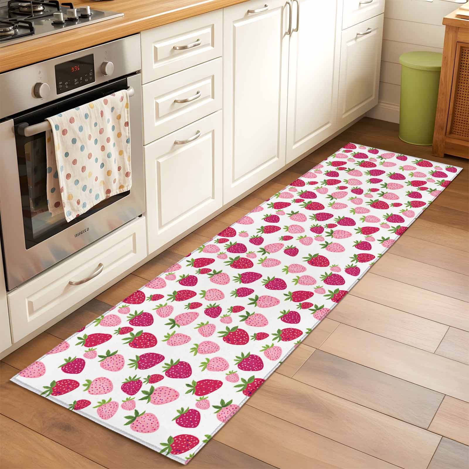 2'x6' Rug Runners for Hallways Kitchen, Red Pink Strawberry Non Slip ...