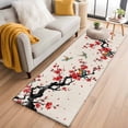 thumbnail image 1 of 2'x6' Rug Runners for Hallways Kitchen, Red Spring Floral Non Slip Entryway Beside Floor Carpet Runner, Birds Branches Watercolor Flowers Rustic Laundry Room Bedroom Throw Rugs Mat for Family Pet, 1 of 8