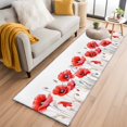 thumbnail image 1 of 2'x6' Rug Runners for Hallways Kitchen, Red Spring Floral Non Slip Entryway Beside Floor Carpet Runner, Pastoral Botanical Summer Elegant Washable Laundry Room Bedroom Throw Rugs Mat for Family Pet, 1 of 8
