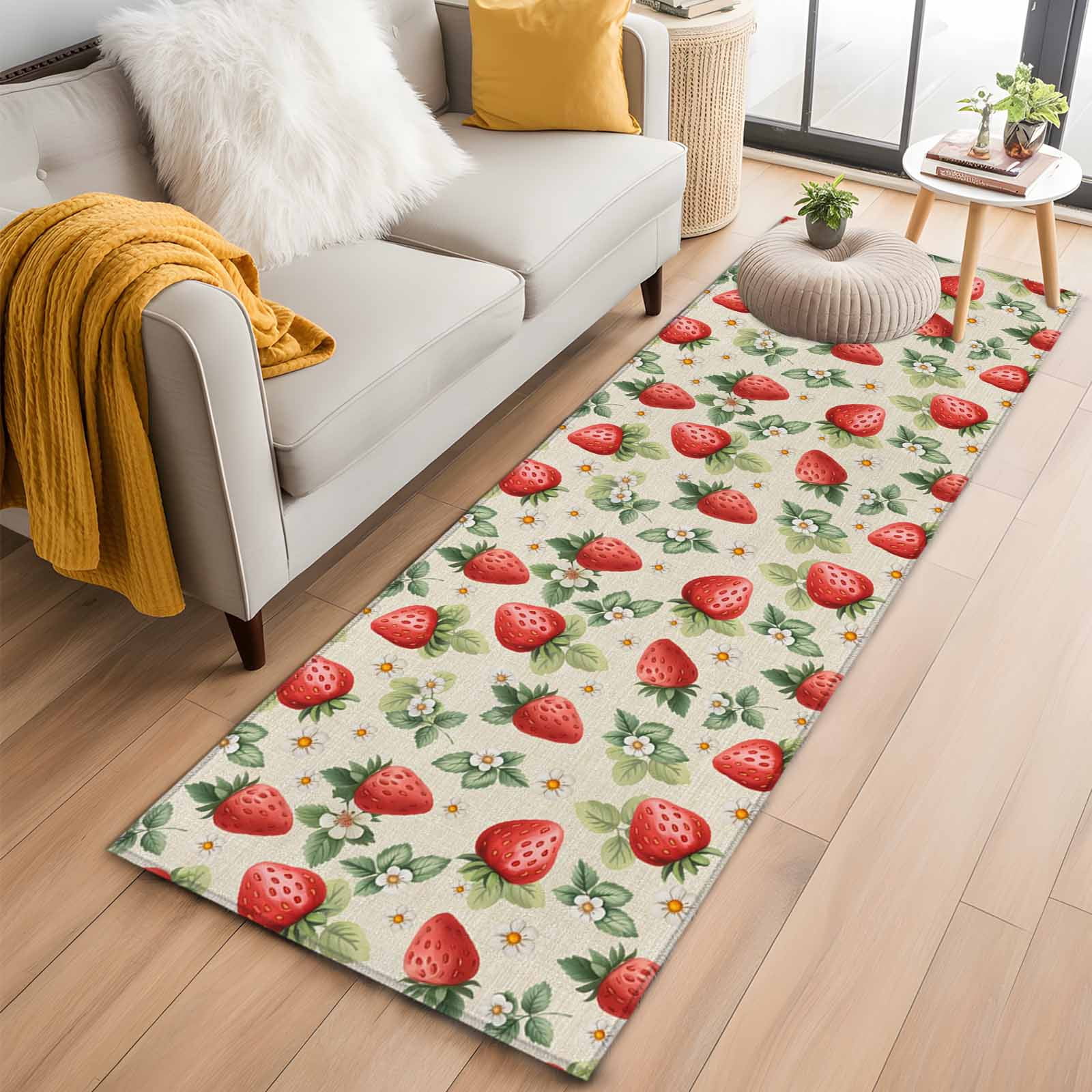 2'x6' Rug Runners for Hallways Kitchen, Red Strawberry Non Slip ...