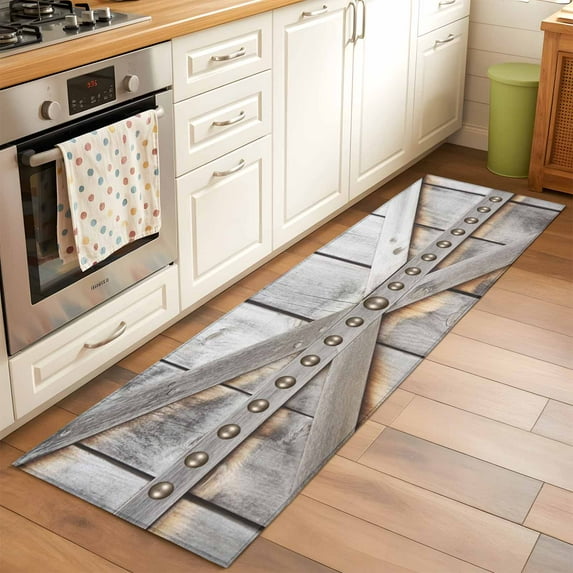 2'x6' Rug Runners for Hallways Kitchen, Retro Farms Non Slip Entryway Beside Floor Carpet Runner, Farmhouses Vintage Cabin Barn Wood Plank Washable Laundry Room Bedroom Throw Rugs Mat for Family Pet