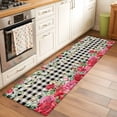 thumbnail image 1 of 2'x6' Rug Runners for Hallways Kitchen, Roses Valentine's Day Non Slip Entryway Beside Floor Carpet Runner, Romance Floral Black White Plaid Laundry Room Bedroom Throw Rugs Mat for Family Pet, 1 of 8