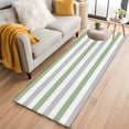 thumbnail image 1 of 2'x6' Rug Runners for Hallways Kitchen, Sage Green Grey Striped Non Slip Entryway Beside Floor Carpet Runner, Farmhouse Sage Green Stripes Washable Laundry Room Bedroom Throw Rugs Mat for Family Pet, 1 of 8