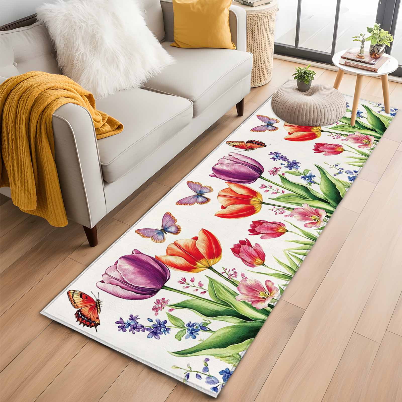 2'x6' Rug Runners for Hallways Kitchen, Spring Floral Non Slip Entryway ...