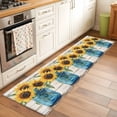 thumbnail image 1 of 2'x6' Rug Runners for Hallways Kitchen, Sunflower Non Slip Entryway Beside Floor Carpet Runner, Blue Bottle Yellow Floral Country Woodgrain Washable Laundry Room Bedroom Throw Rugs Mat for Family Pet, 1 of 8