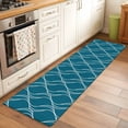 thumbnail image 1 of 2'x6' Rug Runners for Hallways Kitchen, Teal Blue Stripes Non Slip Entryway Beside Floor Carpet Runner, Simple Geometric Modern Monochrome Washable Laundry Room Bedroom Throw Rugs Mat for Family Pet, 1 of 8