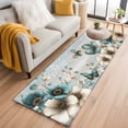 thumbnail image 1 of 2'x6' Rug Runners for Hallways Kitchen, Teal Tulip Butterfly Non Slip Entryway Beside Floor Carpet Runner, Beige Turquoise Floral Farmhouse Blue Laundry Room Bedroom Throw Rugs Mat for Family Pet, 1 of 8