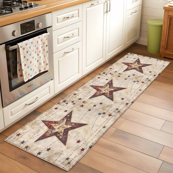 2'x6' Rug Runners for Hallways Kitchen, Texas Star Western Non Slip Entryway Beside Floor Carpet Runner, Stars Country Retro Washable Laundry Room Bedroom Throw Rugs Mat for Family Pet