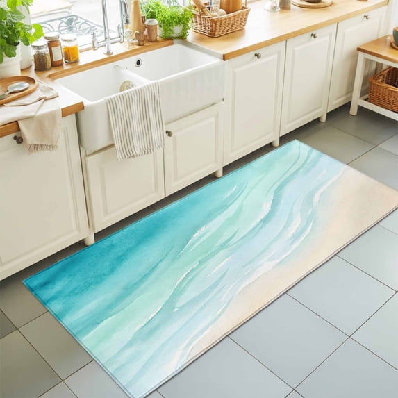 2'x6' Rug Runners for Hallways Kitchen, Turquoise Beach Non Slip ...