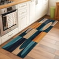 thumbnail image 1 of 2'x6' Rug Runners for Hallways Kitchen, Turquoise Beige Geometric Non Slip Entryway Beside Floor Carpet Runner, Abstract Art Painting Washable Laundry Room Bedroom Throw Rugs Mat for Family Pet, 1 of 8
