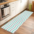 thumbnail image 1 of 2'x6' Rug Runners for Hallways Kitchen, Turquoise Grey White Non Slip Entryway Beside Floor Carpet Runner, Abstract Geometric Ocean Wave Stripe Washable Laundry Room Bedroom Throw Rugs Mat, 1 of 8