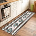 thumbnail image 1 of 2'x6' Rug Runners for Hallways Kitchen, Turquoise Red Boho Non Slip Entryway Beside Floor Carpet Runner, Southwestern Ethnic Aztec Retro Geometric Laundry Room Bedroom Throw Rugs Mat for Family Pet, 1 of 8