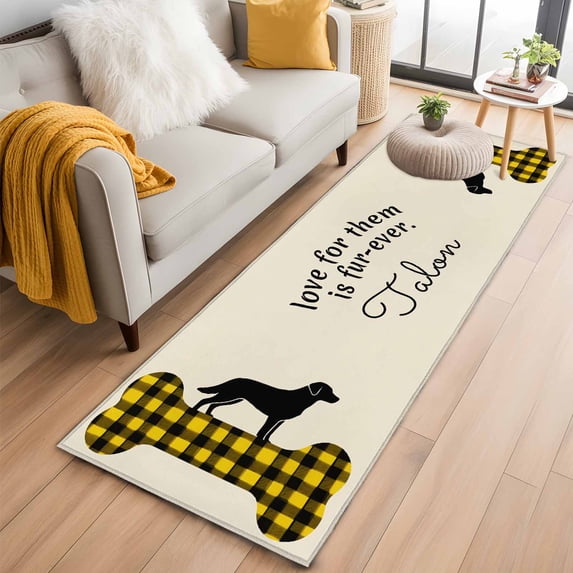 2'x6' Rug Runners for Hallways Kitchen, Yellow Black Buffalo Checkered ...