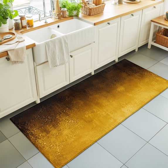 2'x6' Rug Runners for Hallways Kitchen, Yellow Black Ombre Non Slip Entryway Beside Floor Carpet Runner, Modern Abstract Art Oil Paint Gradient Washable Laundry Room Bedroom Throw Rugs Mat