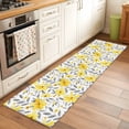 thumbnail image 1 of 2'x6' Rug Runners for Hallways Kitchen, Yellow Flowers Non Slip Entryway Beside Floor Carpet Runner, Farmhouse Watercolor Florals Grey Leaves Laundry Room Bedroom Throw Rugs Mat for Family Pet, 1 of 8